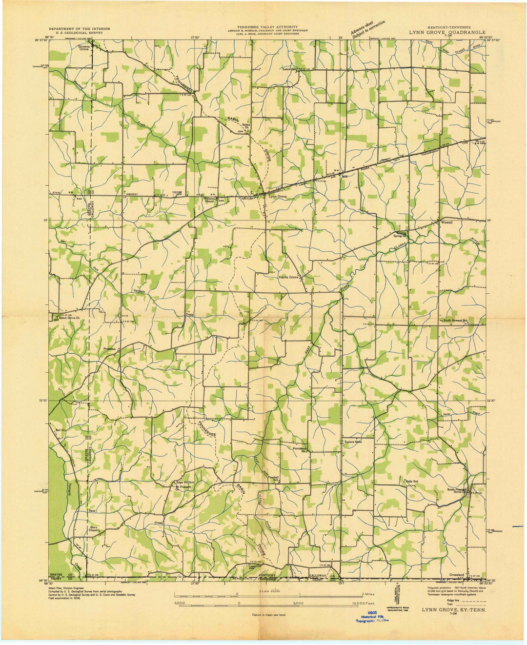 1936 Lynn Grove, KY - Kentucky - USGS Topographic Map