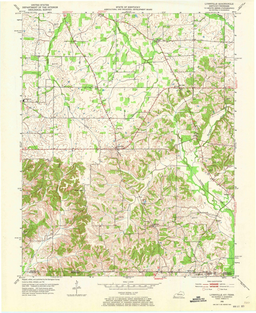 1952 Lynnville, KY - Kentucky - USGS Topographic Map