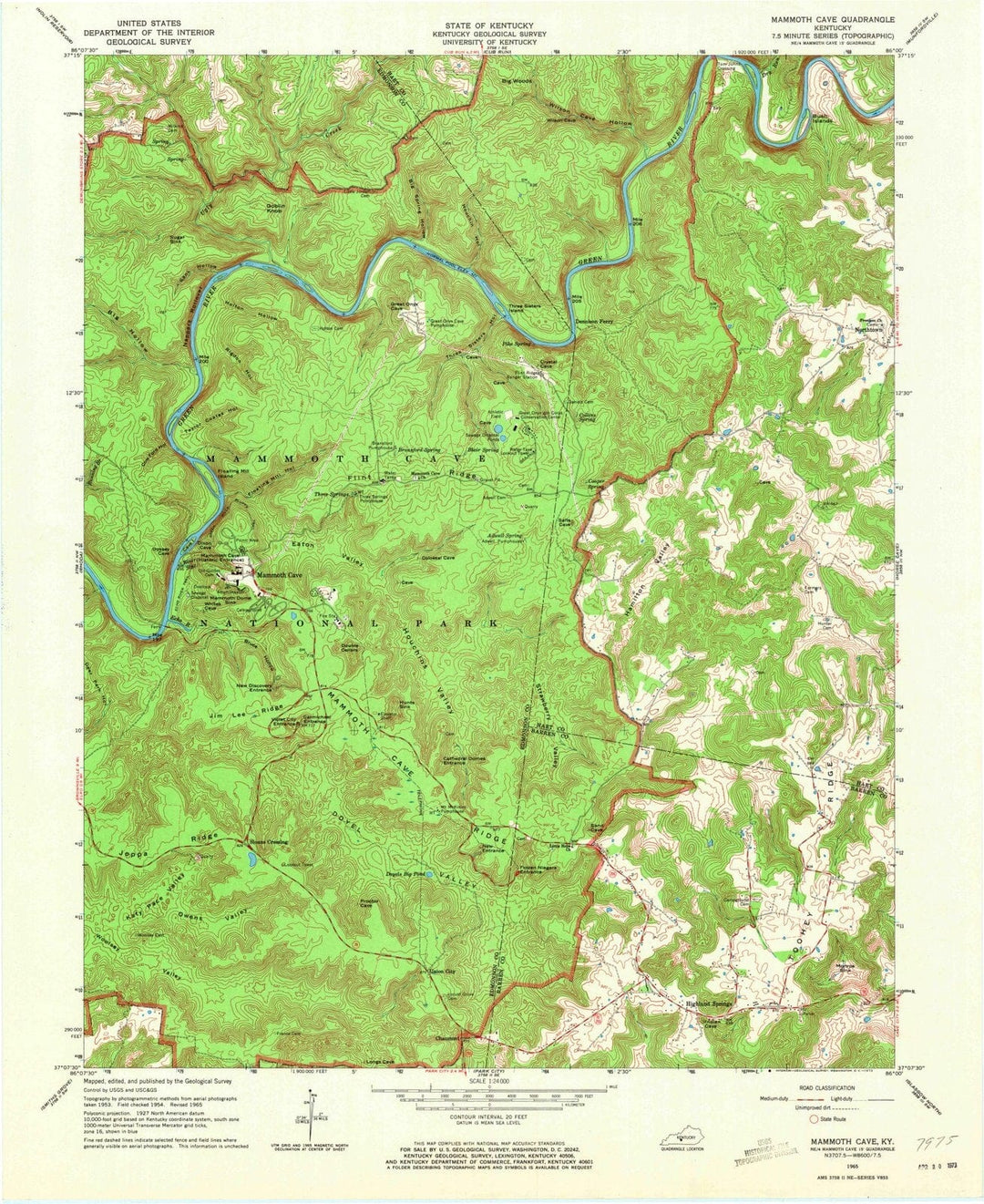 1965 Mammoth Cave, KY - Kentucky - USGS Topographic Map