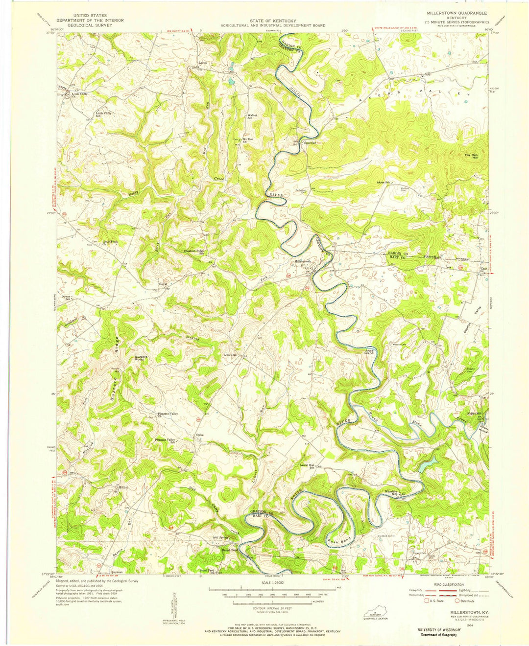 1954 Millerstown, KY - Kentucky - USGS Topographic Map