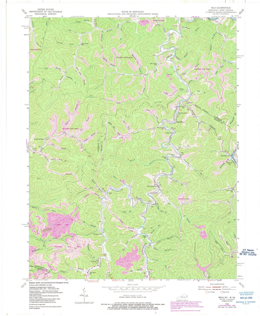 1954 Milo, KY - Kentucky - USGS Topographic Map