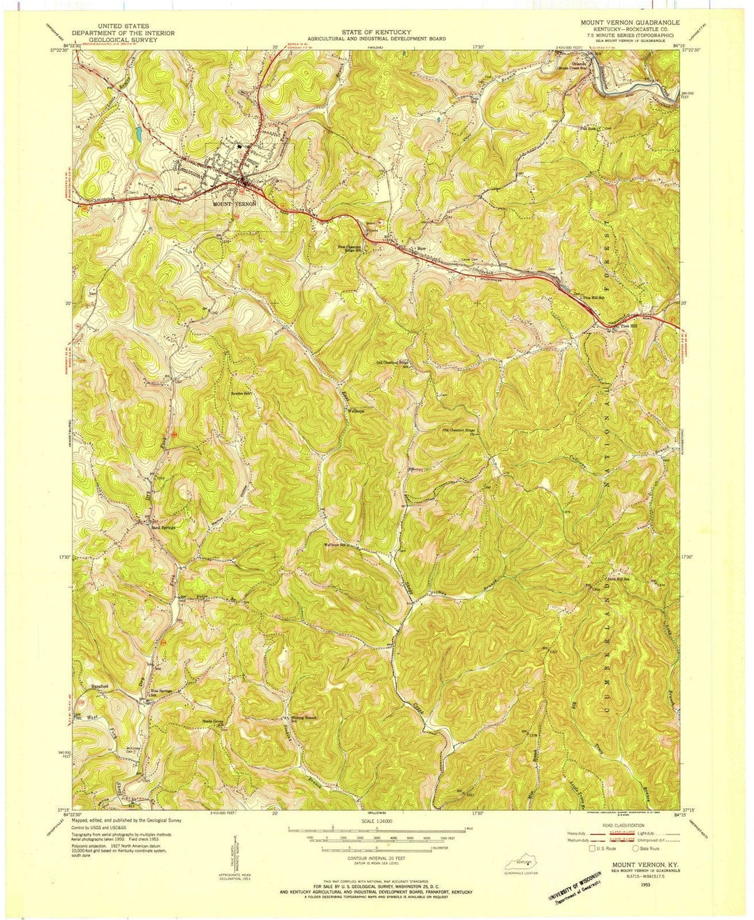 1953 Mount Vernon, KY - Kentucky - USGS Topographic Map