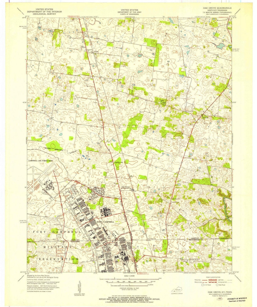 1951 Oak Grove, KY - Kentucky - USGS Topographic Map