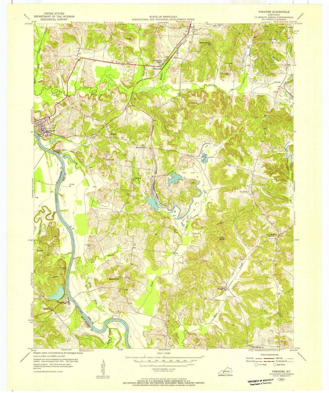 1954 Paradise, KY - Kentucky - USGS Topographic Map