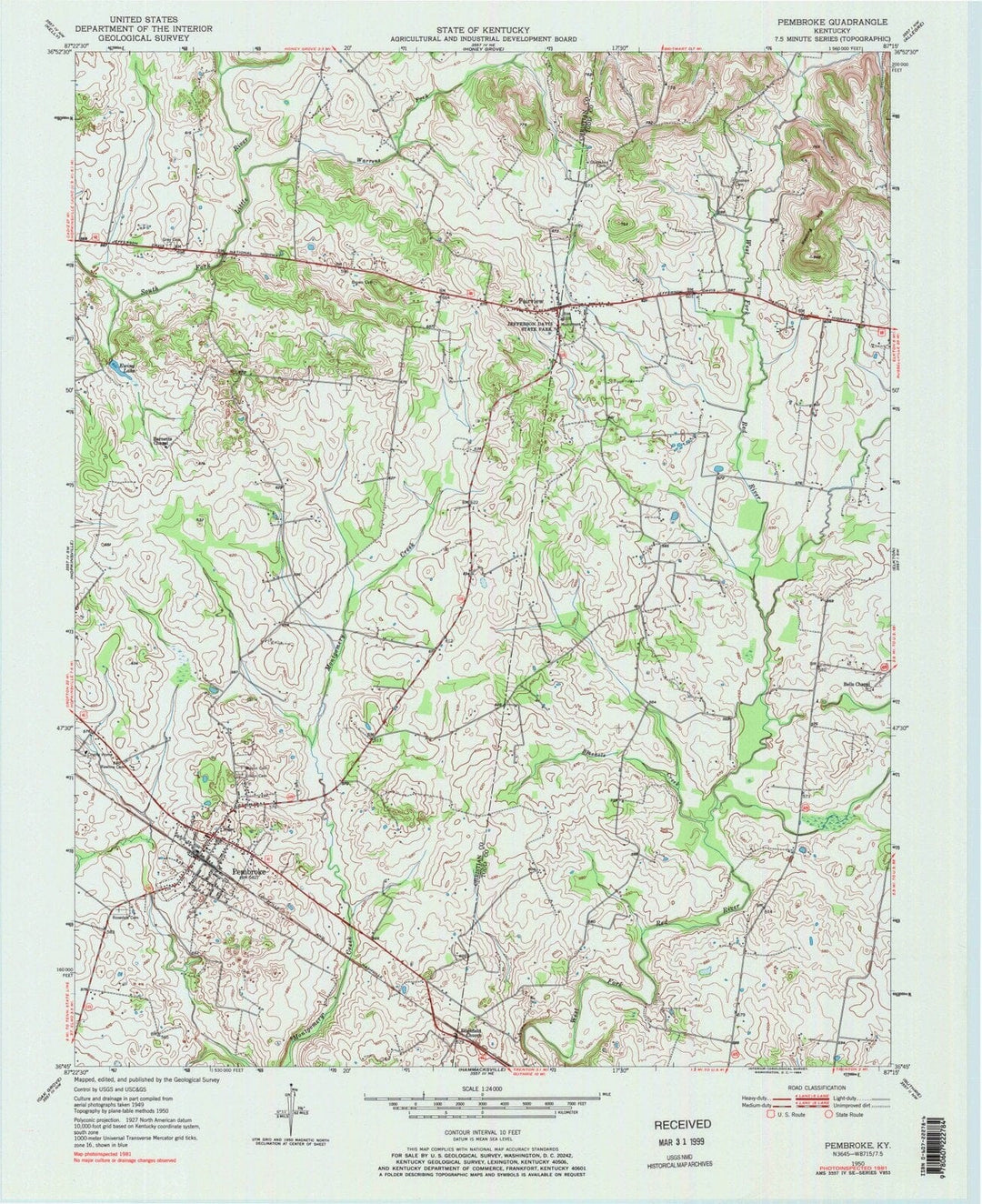 1950 Pembroke, KY - Kentucky - USGS Topographic Map