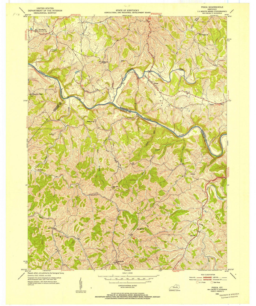 1952 Piqua, KY - Kentucky - USGS Topographic Map