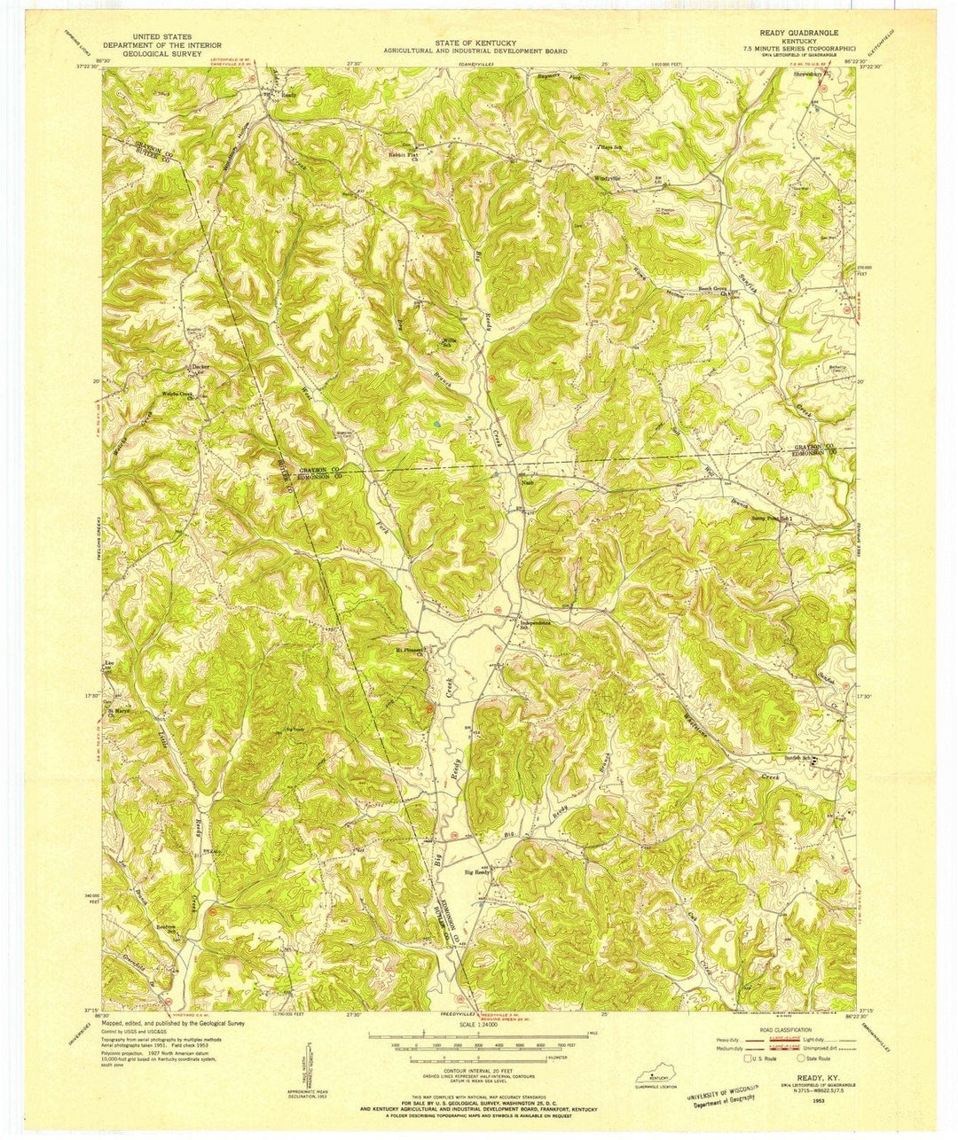 1953 Ready, KY - Kentucky - USGS Topographic Map