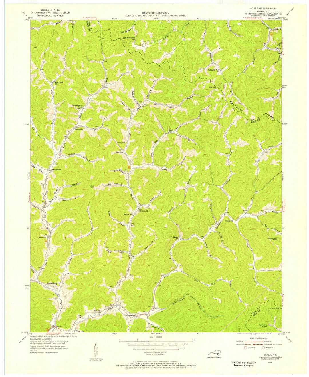 1954 Scalf, KY - Kentucky - USGS Topographic Map