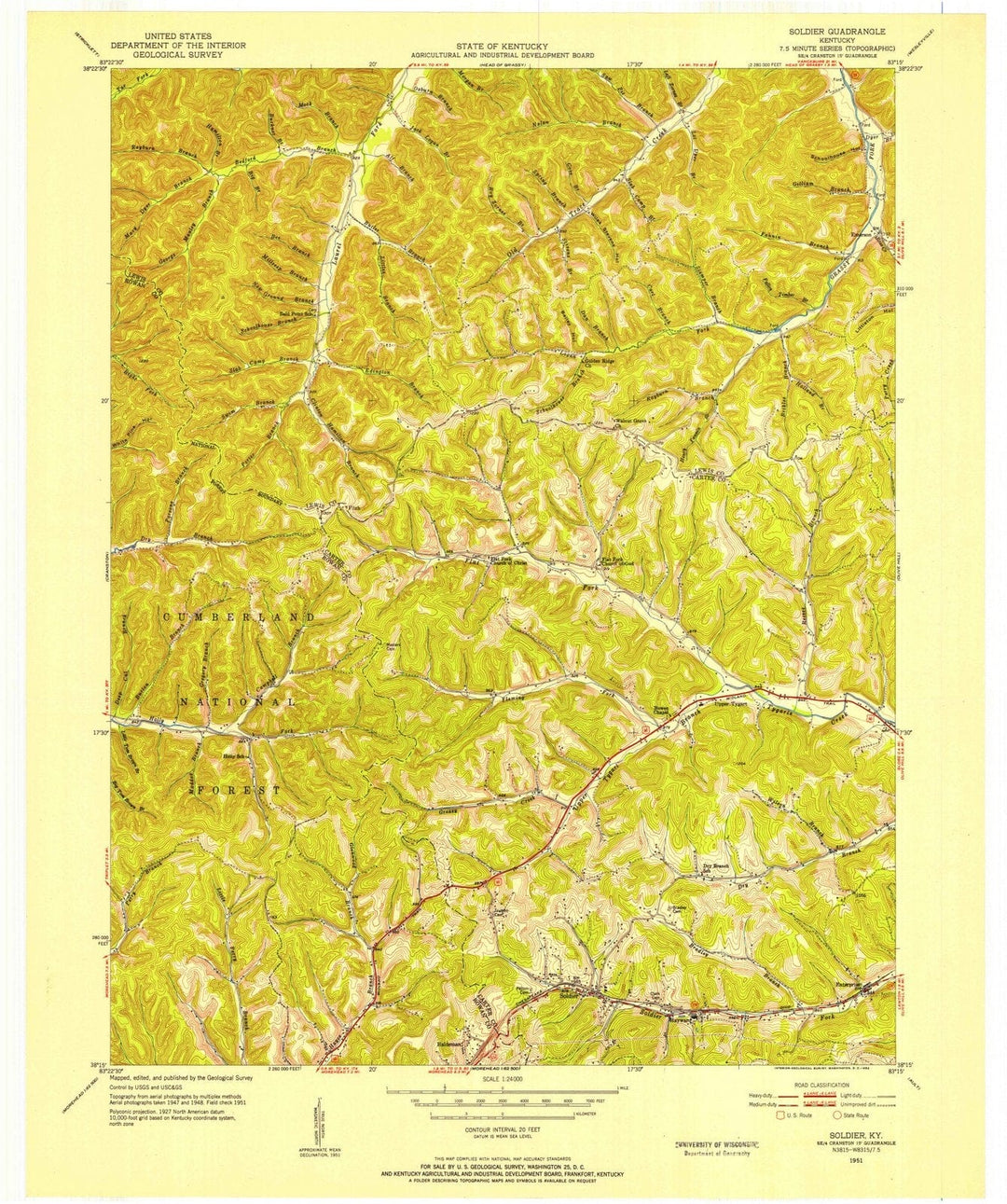 1951 Soldier, KY - Kentucky - USGS Topographic Map