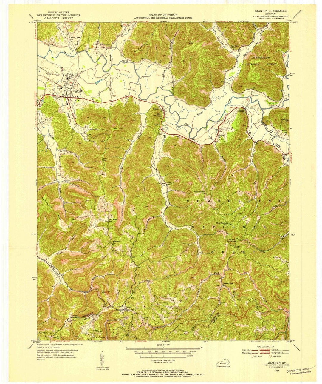 1952 Stanton, KY - Kentucky - USGS Topographic Map