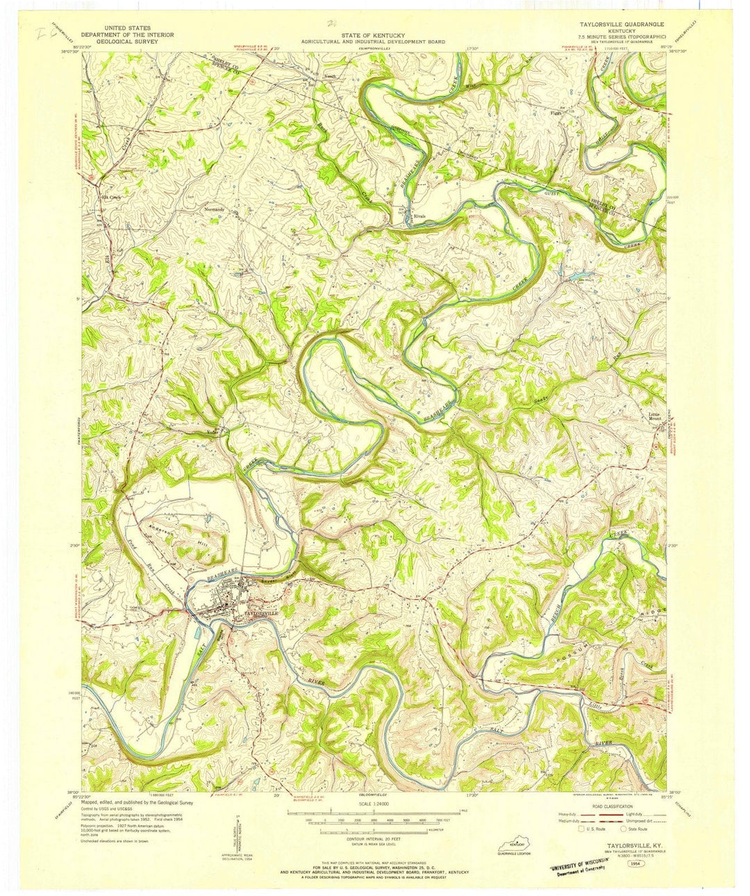 1954 Taylorsville, KY - Kentucky - USGS Topographic Map
