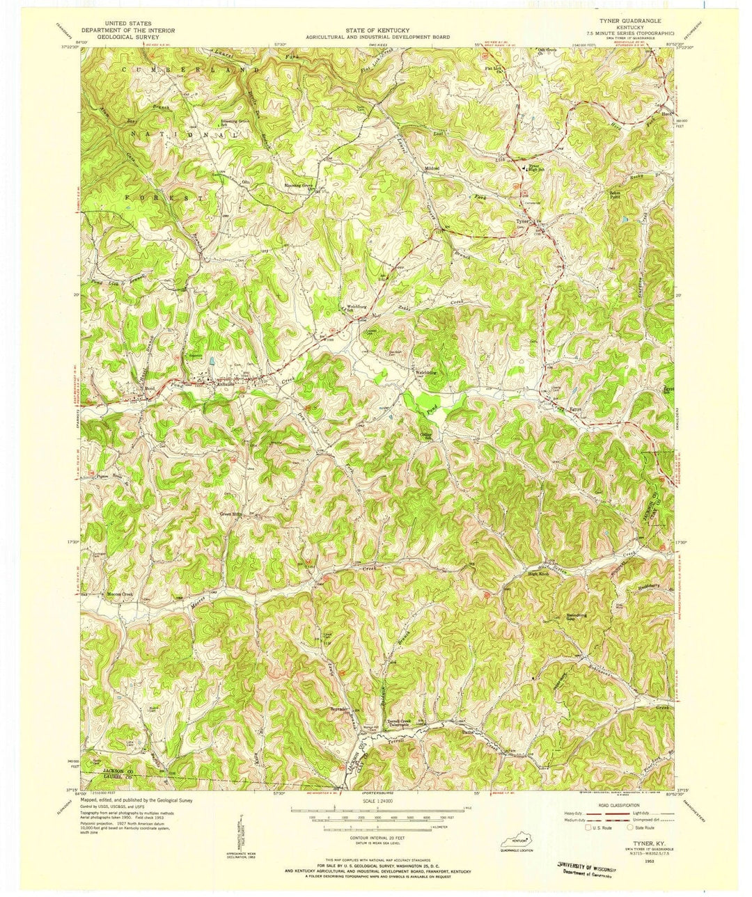 1953 Tyner, KY - Kentucky - USGS Topographic Map