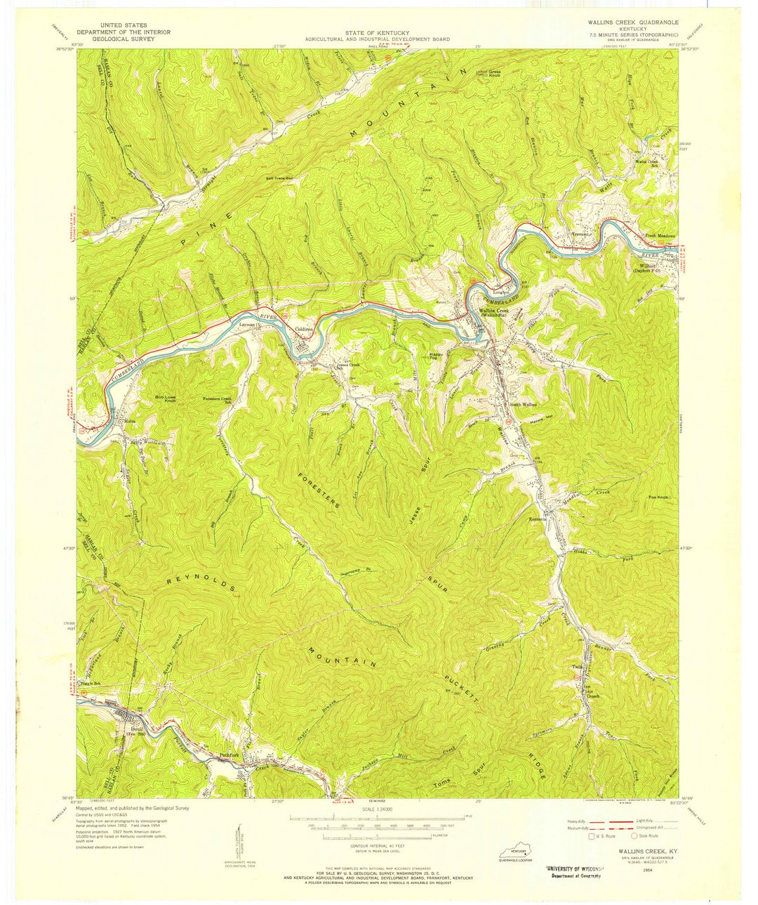 1954 Wallins Creek, KY - Kentucky - USGS Topographic Map