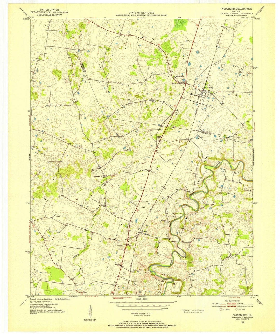 1951 Woodburn, KY - Kentucky - USGS Topographic Map