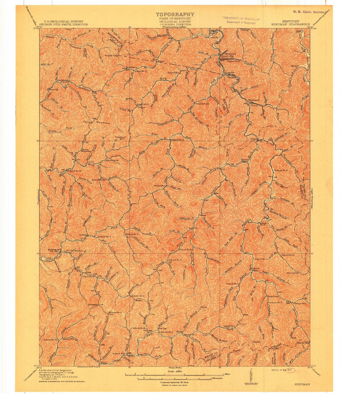 1915 Hindman, KY - Kentucky - USGS Topographic Map