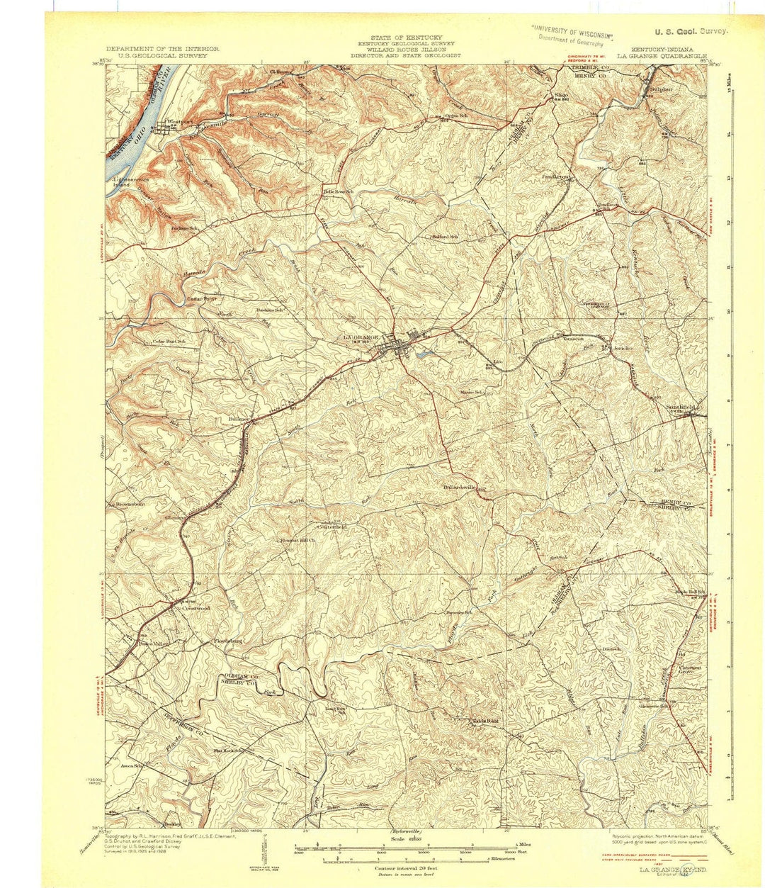 1932 La Grange, KY - Kentucky - USGS Topographic Map