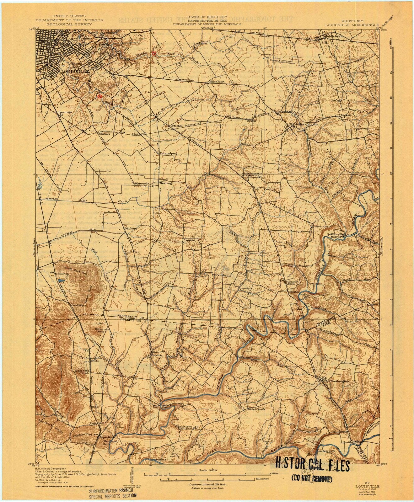 1907 Louisville, KY Kentucky USGS Topographic Map Historic Pictoric