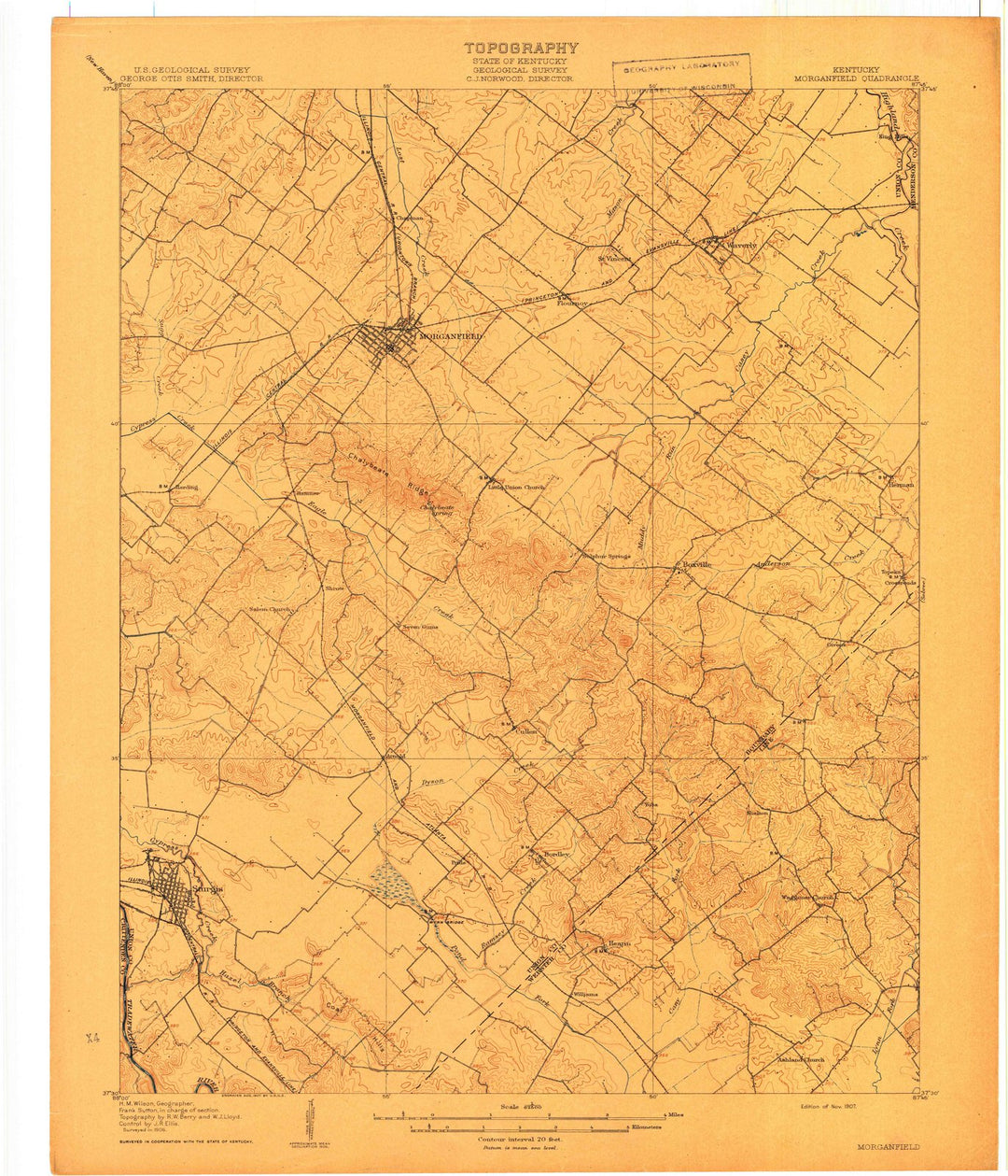1907 Morganfield, KY - Kentucky - USGS Topographic Map
