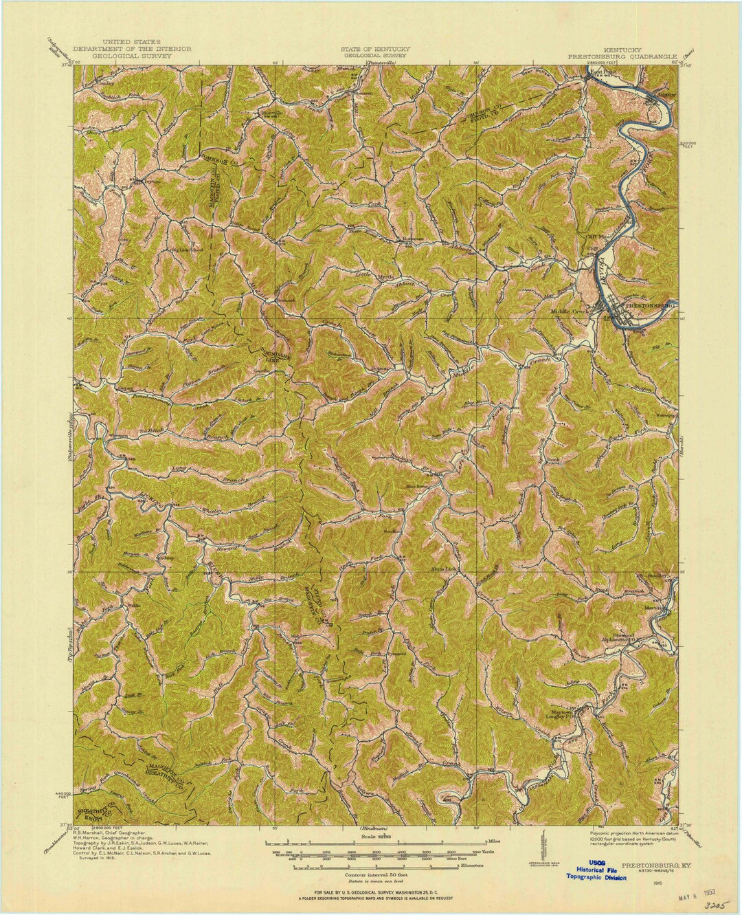 1915 Prestonsburg, KY - Kentucky - USGS Topographic Map