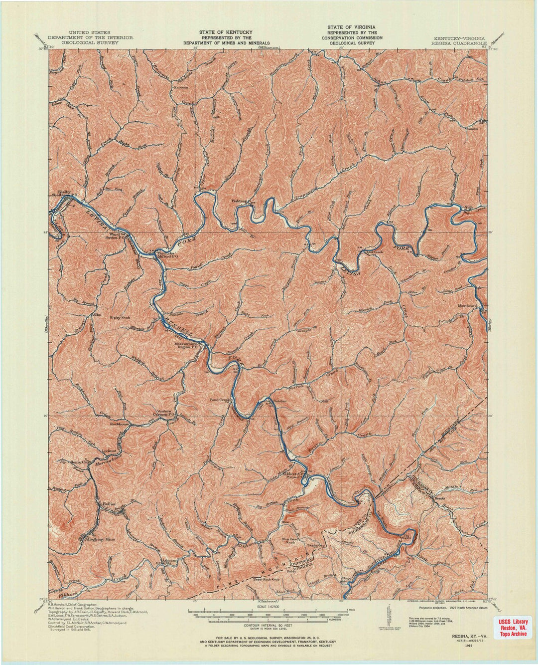 1915 Regina, KY - Kentucky - USGS Topographic Map