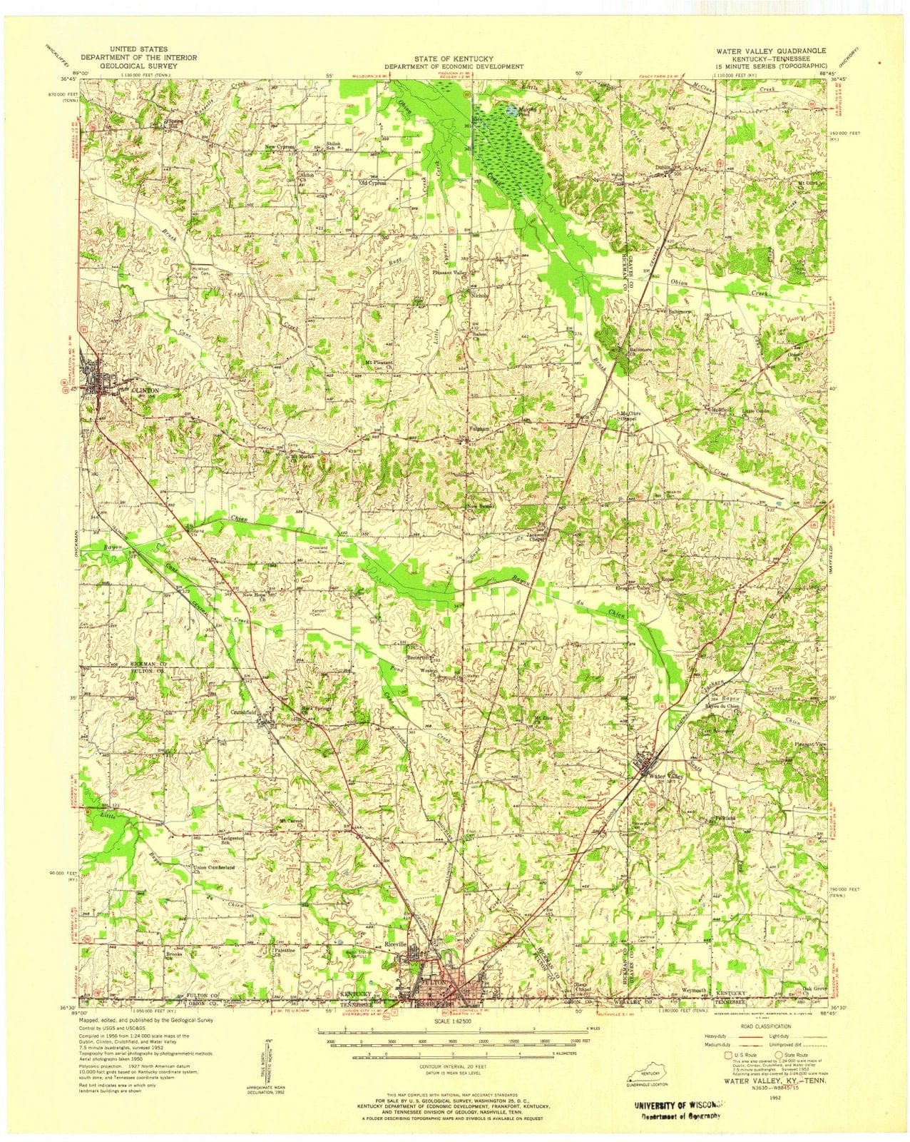 1952 Water Valley, KY - Kentucky - USGS Topographic Map
