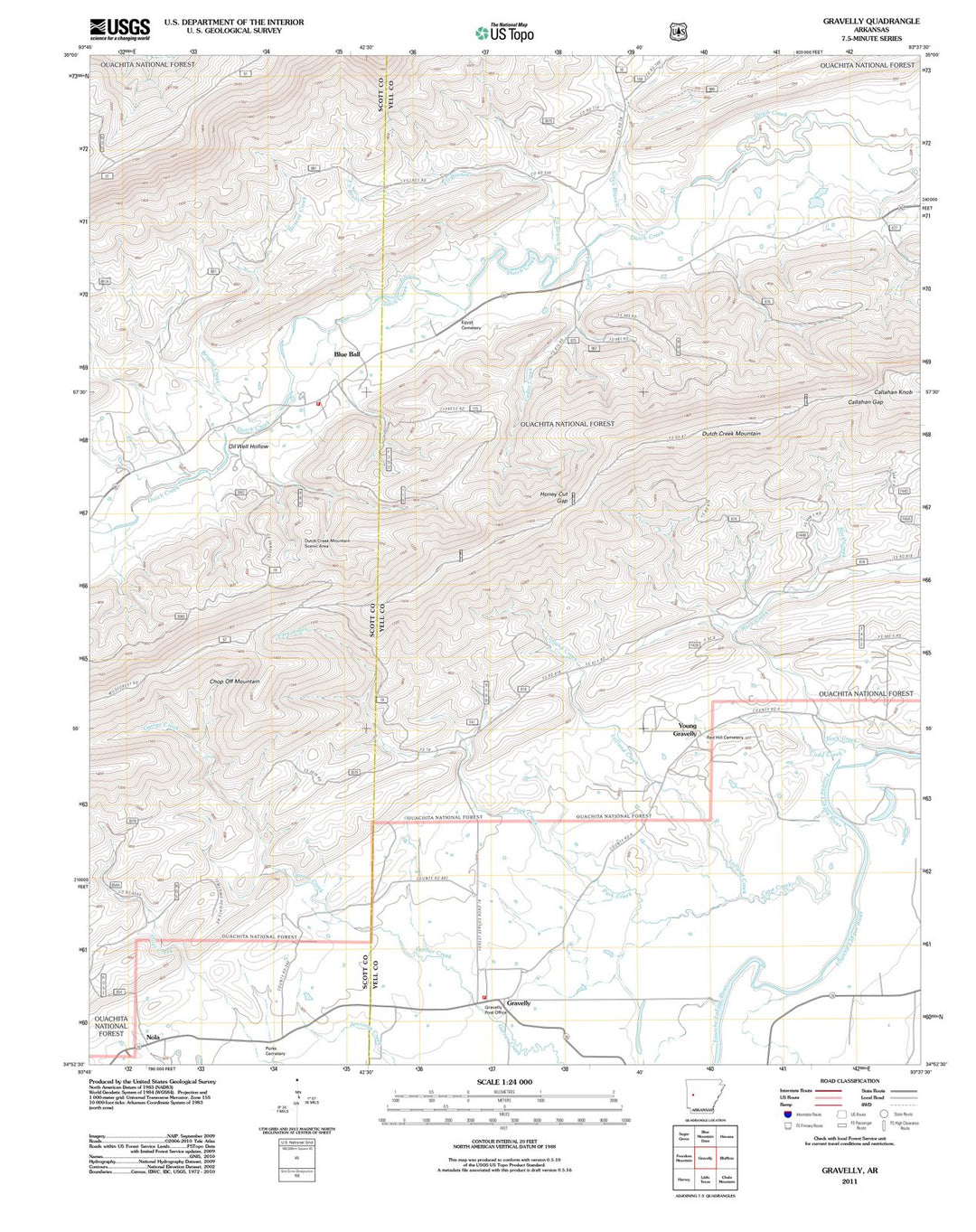 2011 Gravelly, AR - Arkansas - USGS Topographic Map