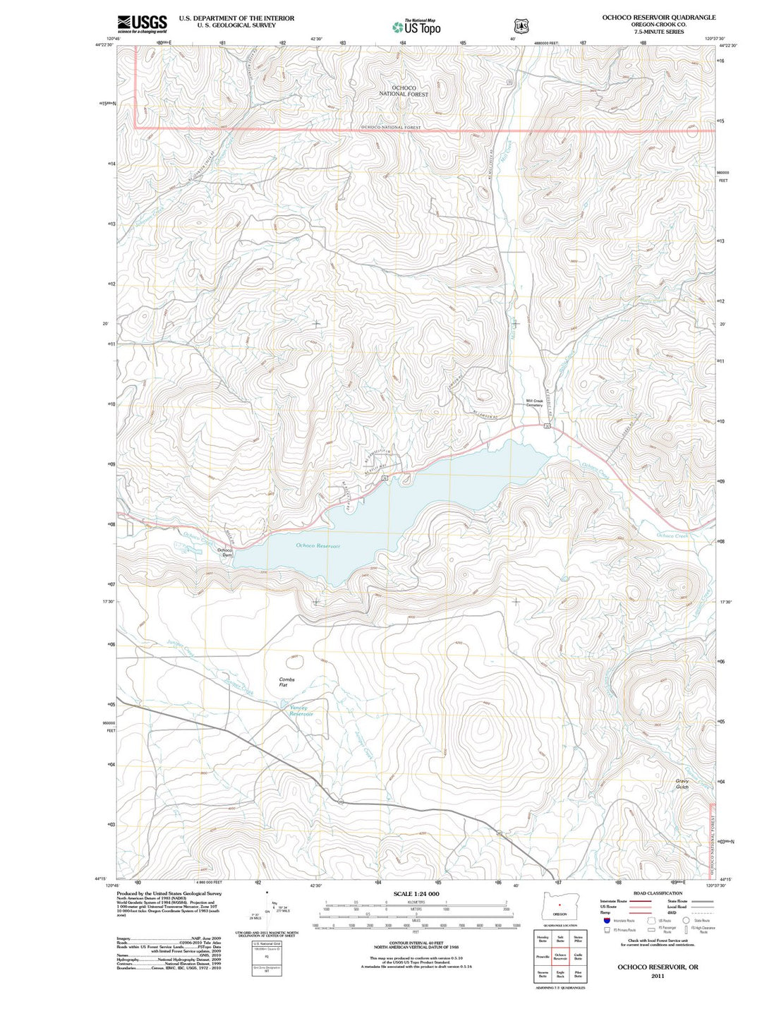 2011 Ochoco Reservoir, OR - Oregon - USGS Topographic Map