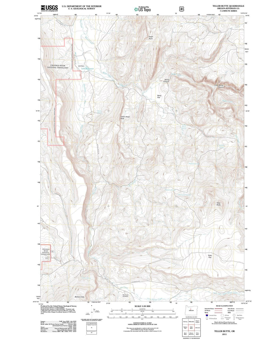 2011 Teller Butte, OR - Oregon - USGS Topographic Map