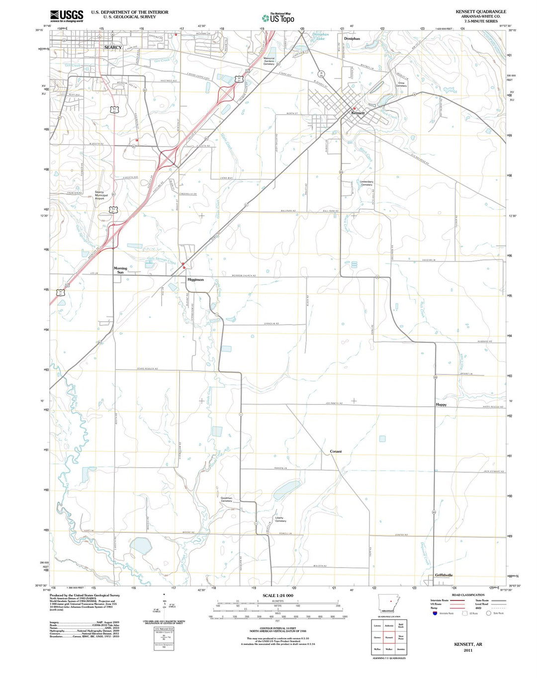 2011 Kensett, AR - Arkansas - USGS Topographic Map