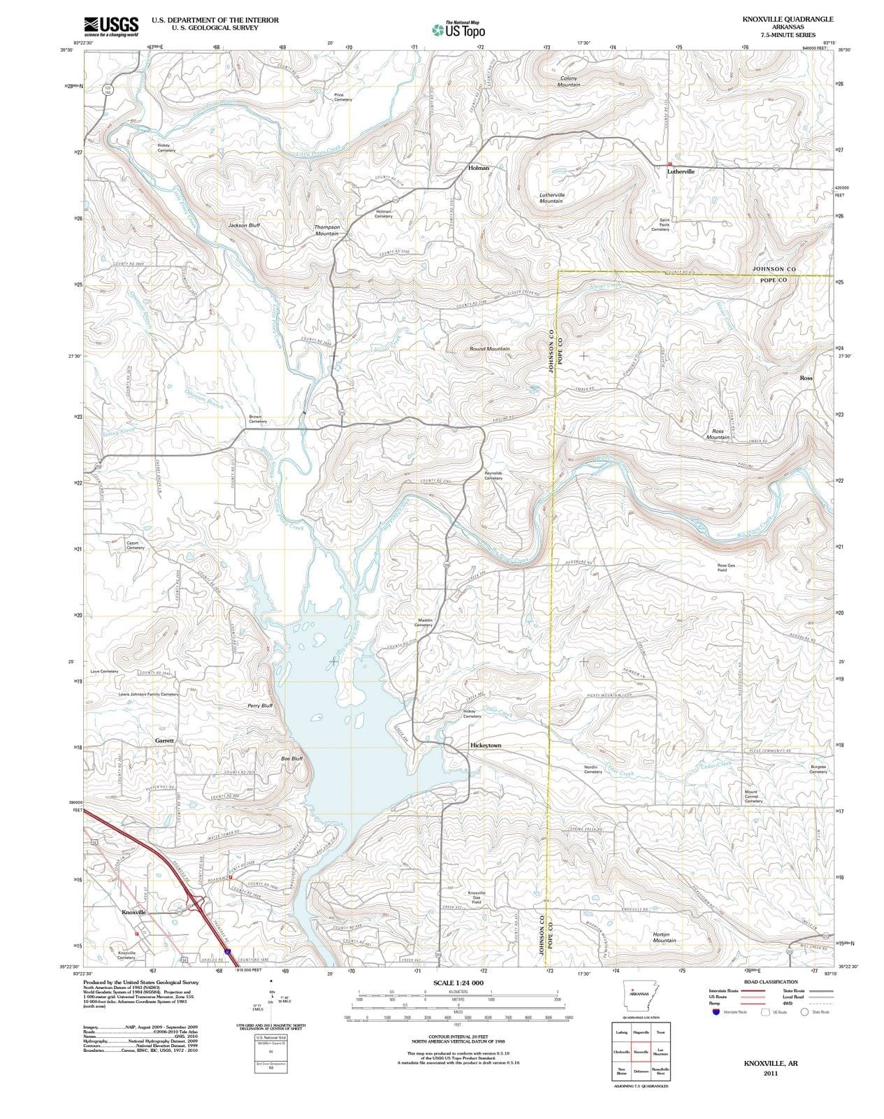 2011 Knoxville, AR - Arkansas - USGS Topographic Map