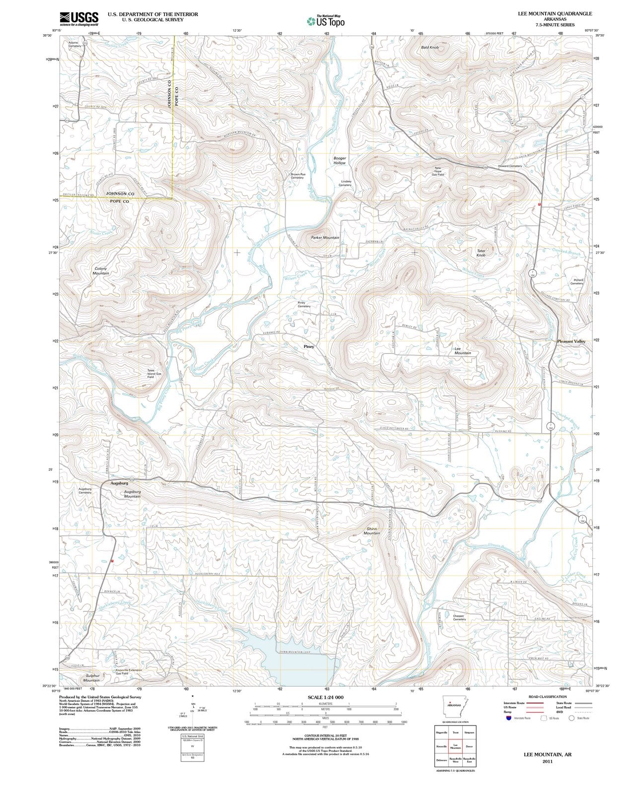 2011 Lee Mountain, AR - Arkansas - USGS Topographic Map