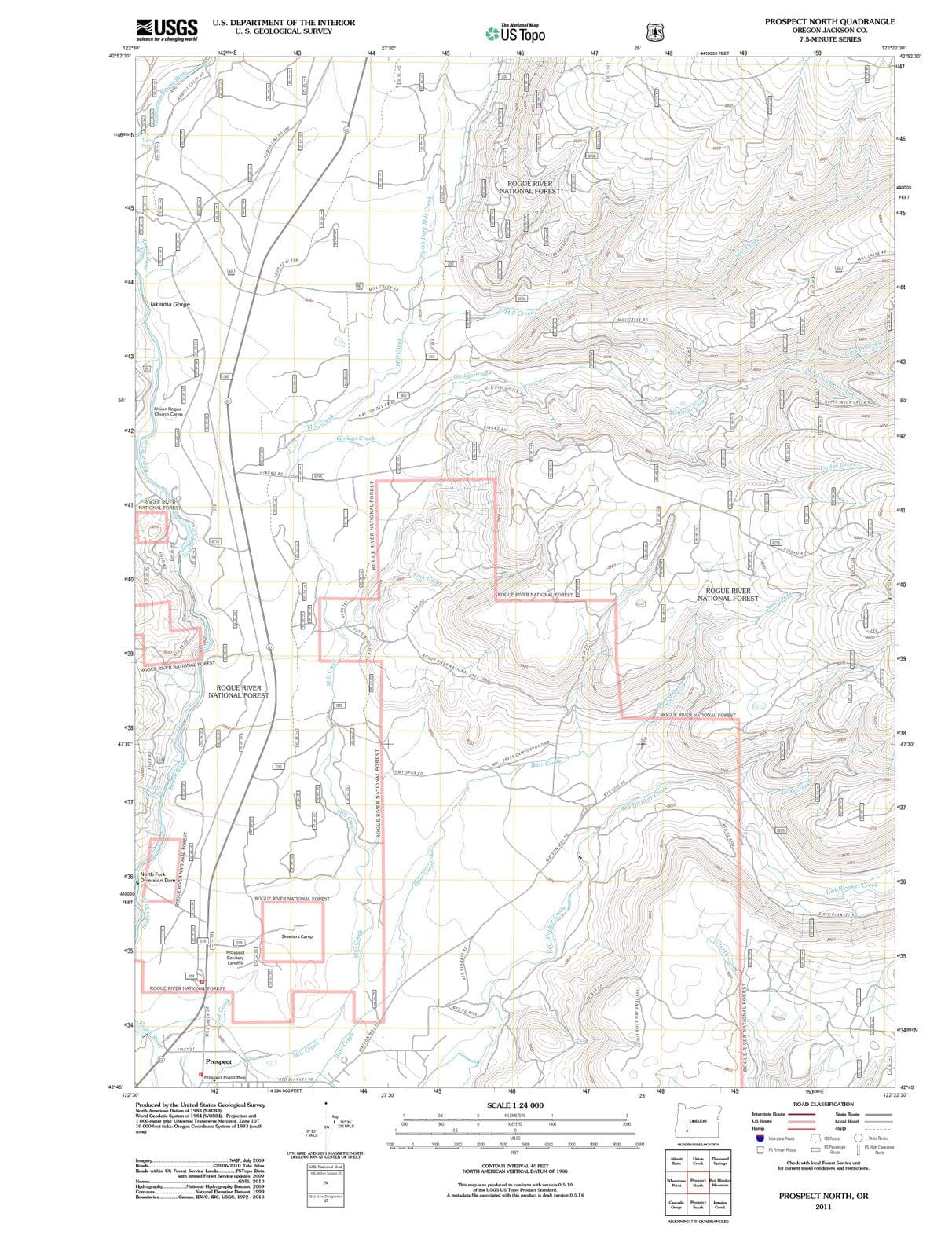 2011 Prospect North, OR - Oregon - USGS Topographic Map