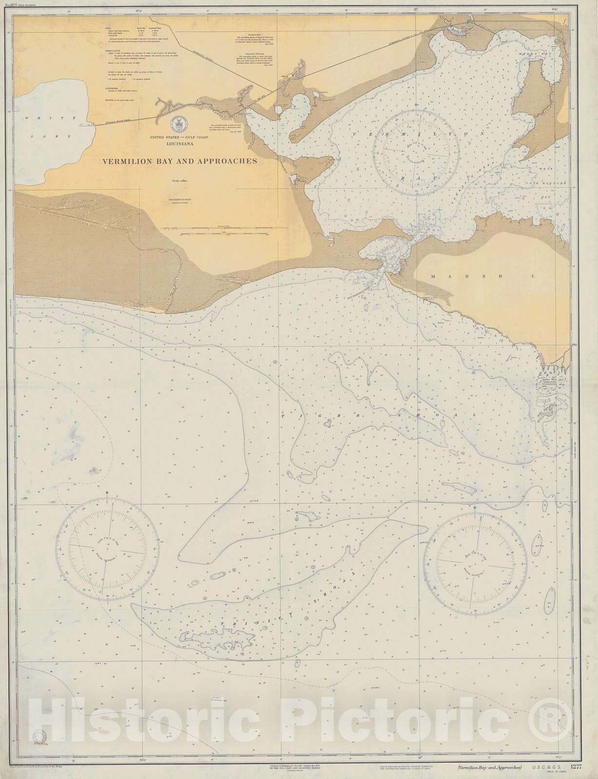 Vermilion Bay Nautical Chart 1933 Historical Map Print Historic Pictoric