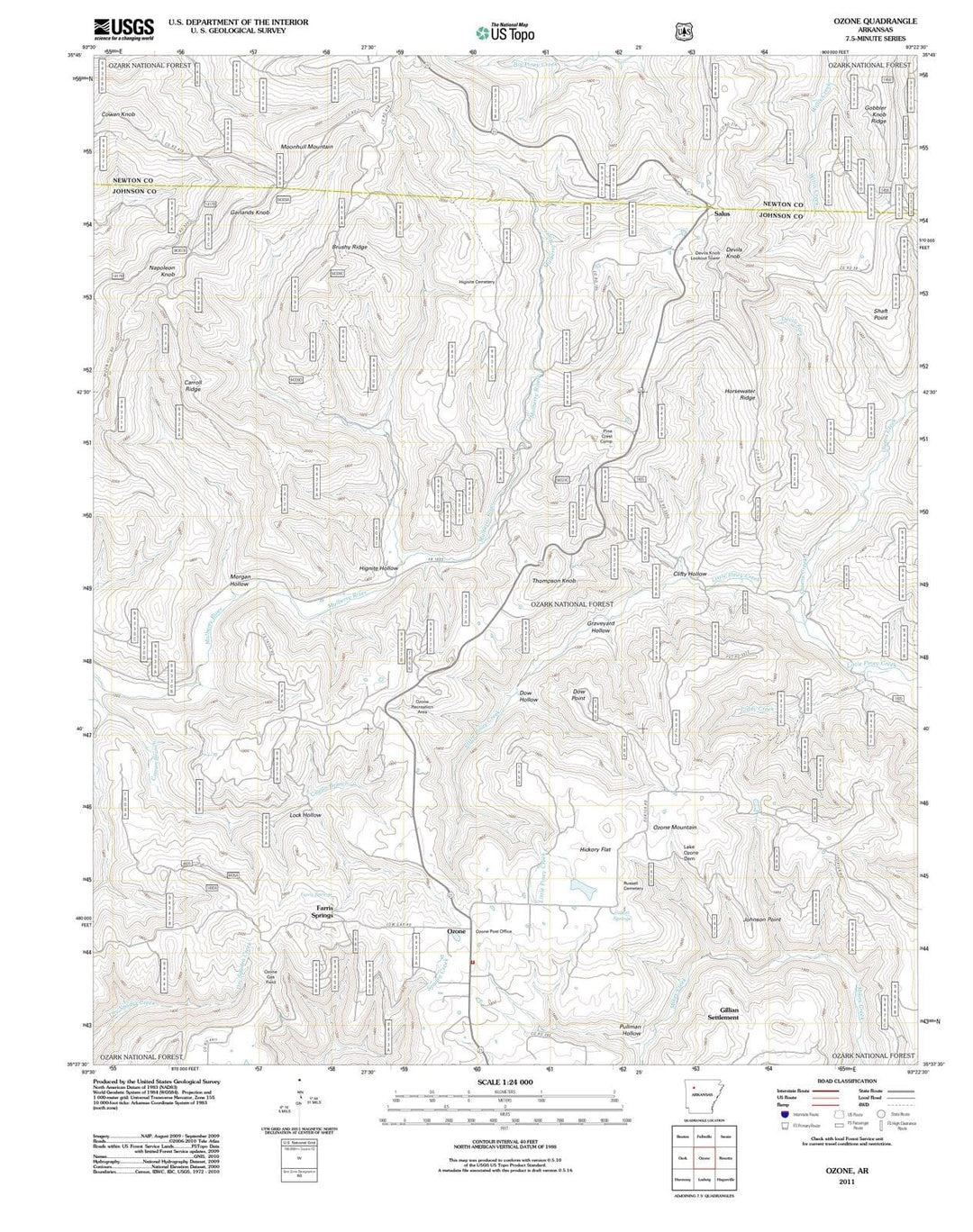 2011 Ozone, AR - Arkansas - USGS Topographic Map