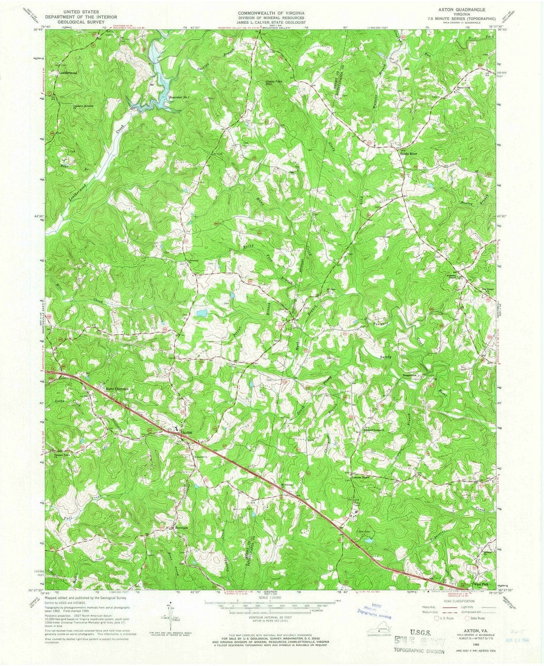 1965 Axton, VA - Virginia - USGS Topographic Map