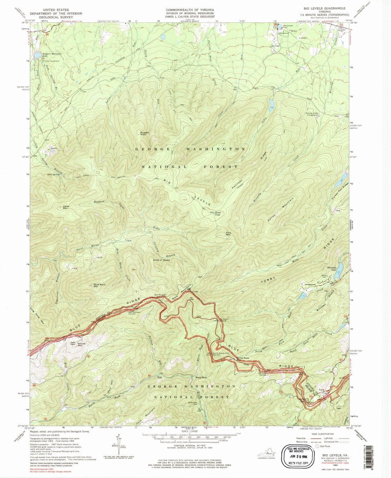 1965 Big Levels, VA - Virginia - USGS Topographic Map