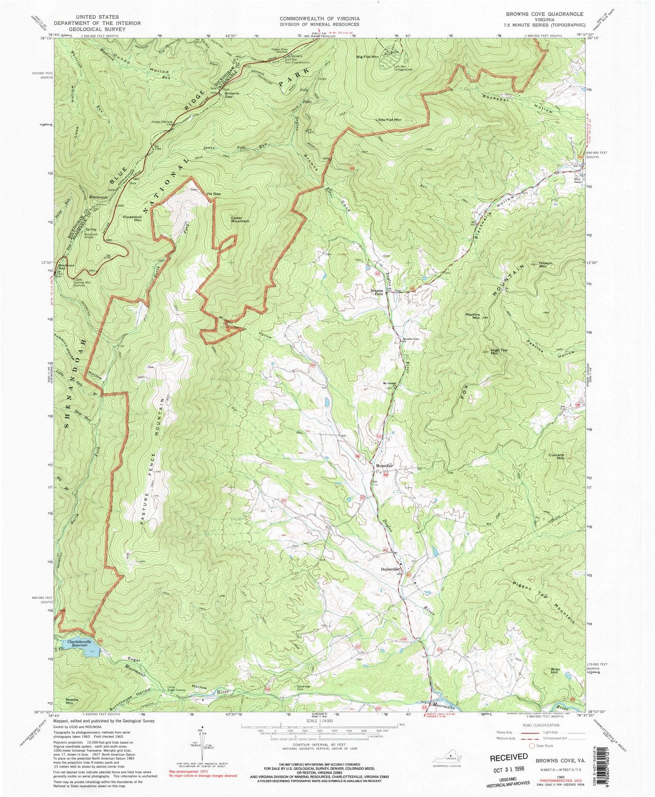 1965 Browns Cove, VA - Virginia - USGS Topographic Map