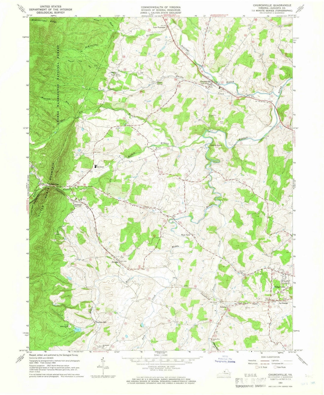 1964 Churchville, VA - Virginia - USGS Topographic Map