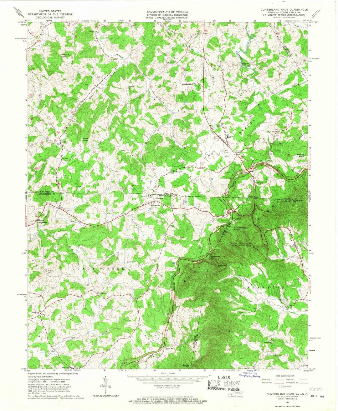 1965 Cumberland Knob, NC - North Carolina - USGS Topographic Map