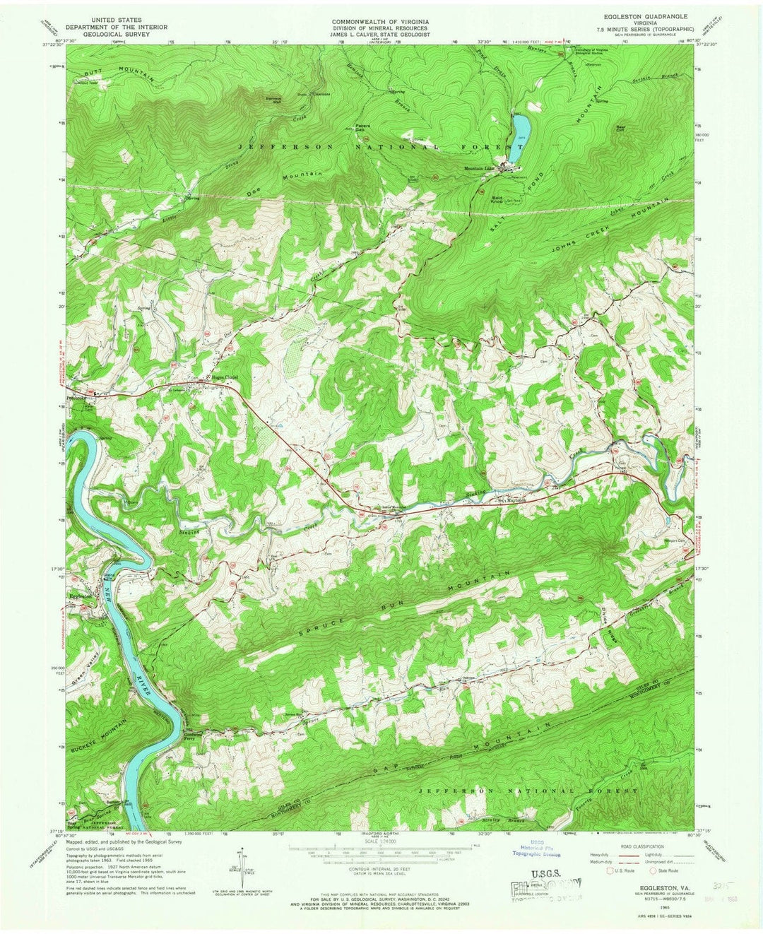 1965 Eggleston, VA - Virginia - USGS Topographic Map