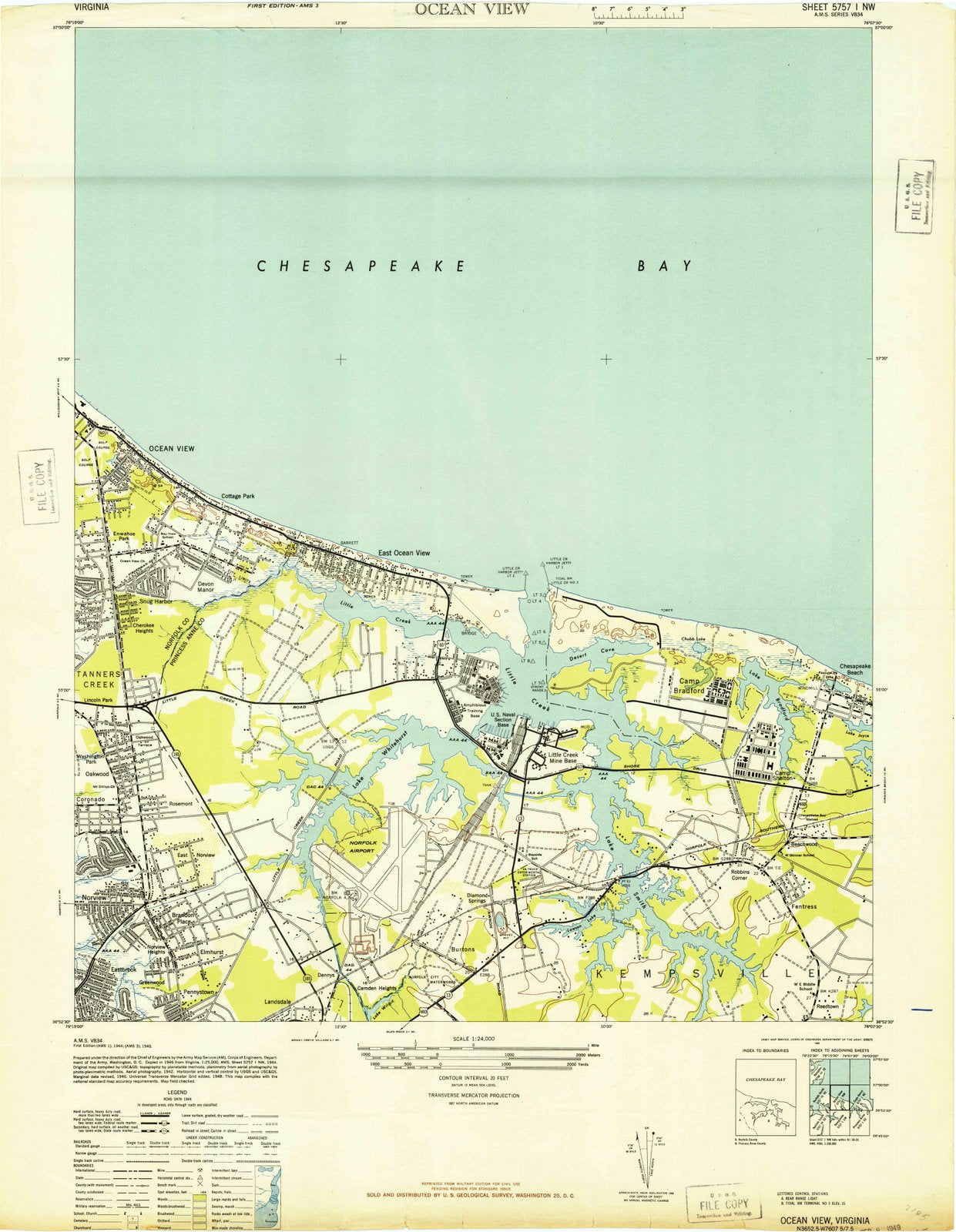 1948 Ocean View, VA - Virginia - USGS Topographic Map