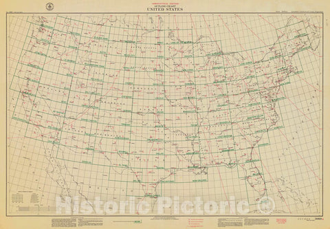 Historic Nautical Map - Outline Chart Of The United States, 1946 AeroNOAA Chart - Minnesota, Michigan, New York, Florida (MN, MI, NY, FL) - Vintage Wall Art