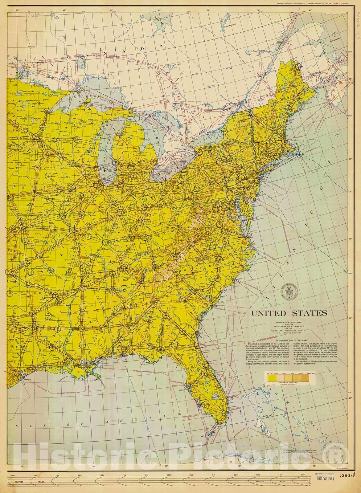 Historic Nautical Map - Map Of The United States Pt. 2, 1954 AeroNOAA Chart - West Virginia, New York, Pennsylvania, Maryland (WV, NY, PA, MD) - Vintage Wall Art