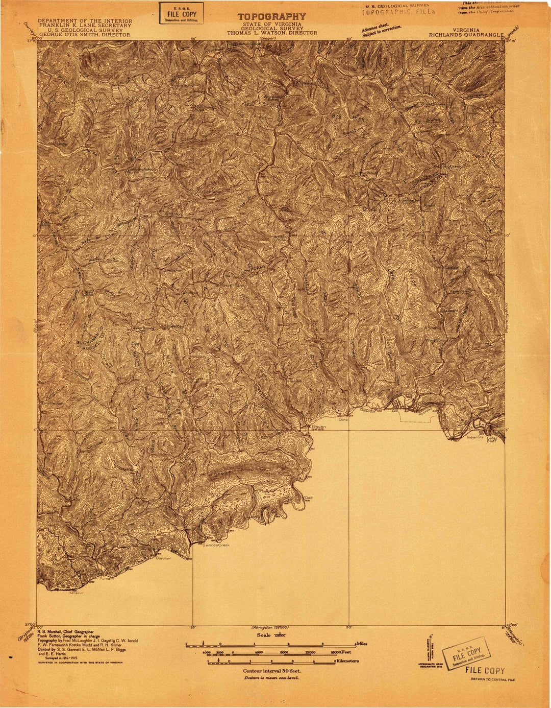 1915 Richlands, VA - Virginia - USGS Topographic Map