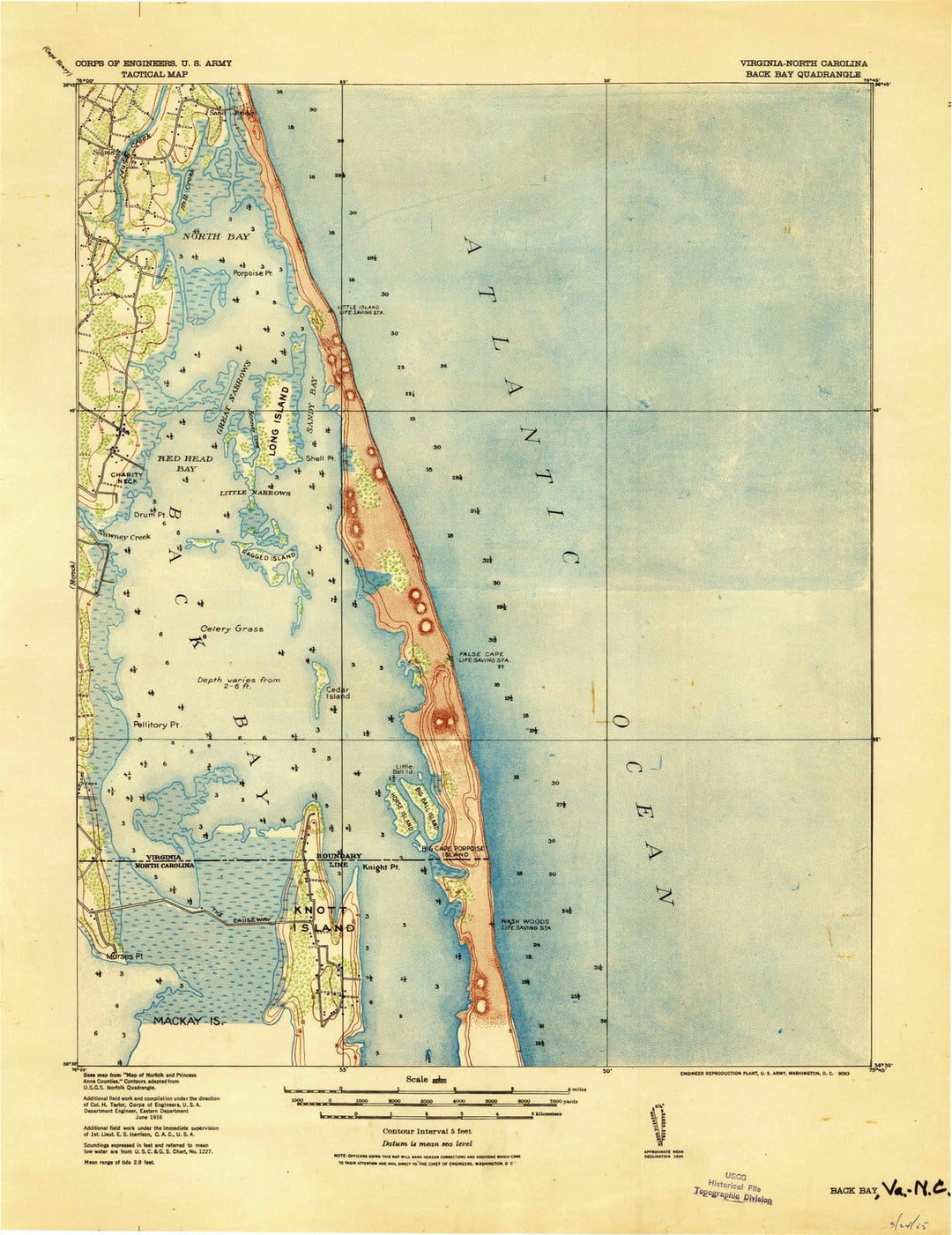 1916 Back Bay, VA - Virginia - USGS Topographic Map