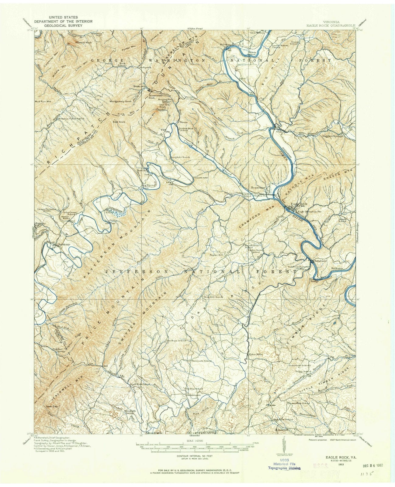 1913 Eagle Rock, VA - Virginia - USGS Topographic Map