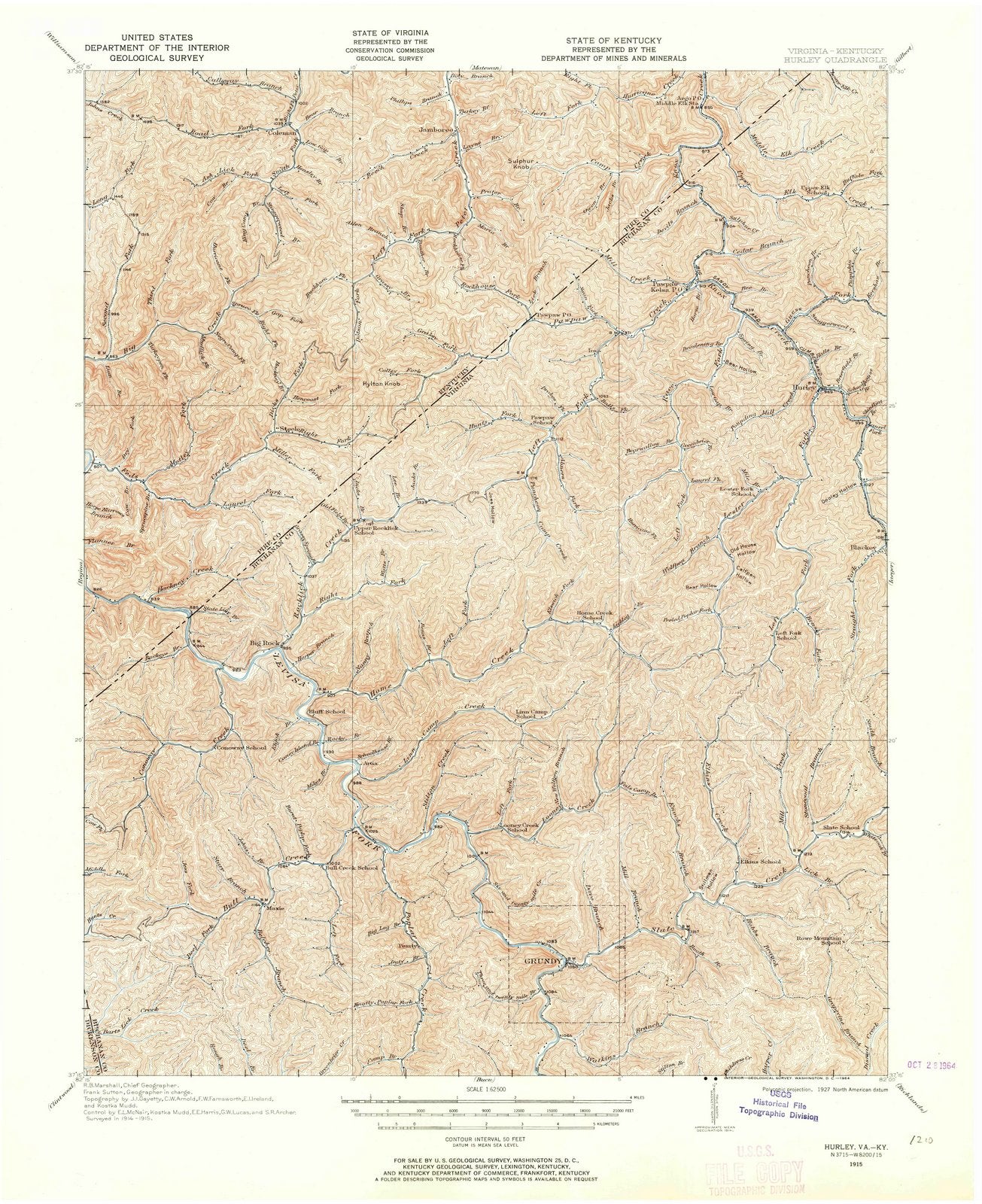 1915 Hurley, VA - Virginia - USGS Topographic Map