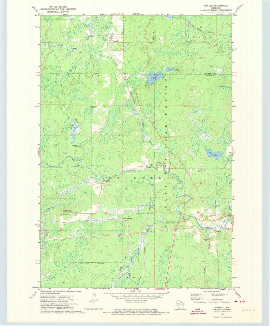 1972 Newald, WI - Wisconsin - USGS Topographic Map