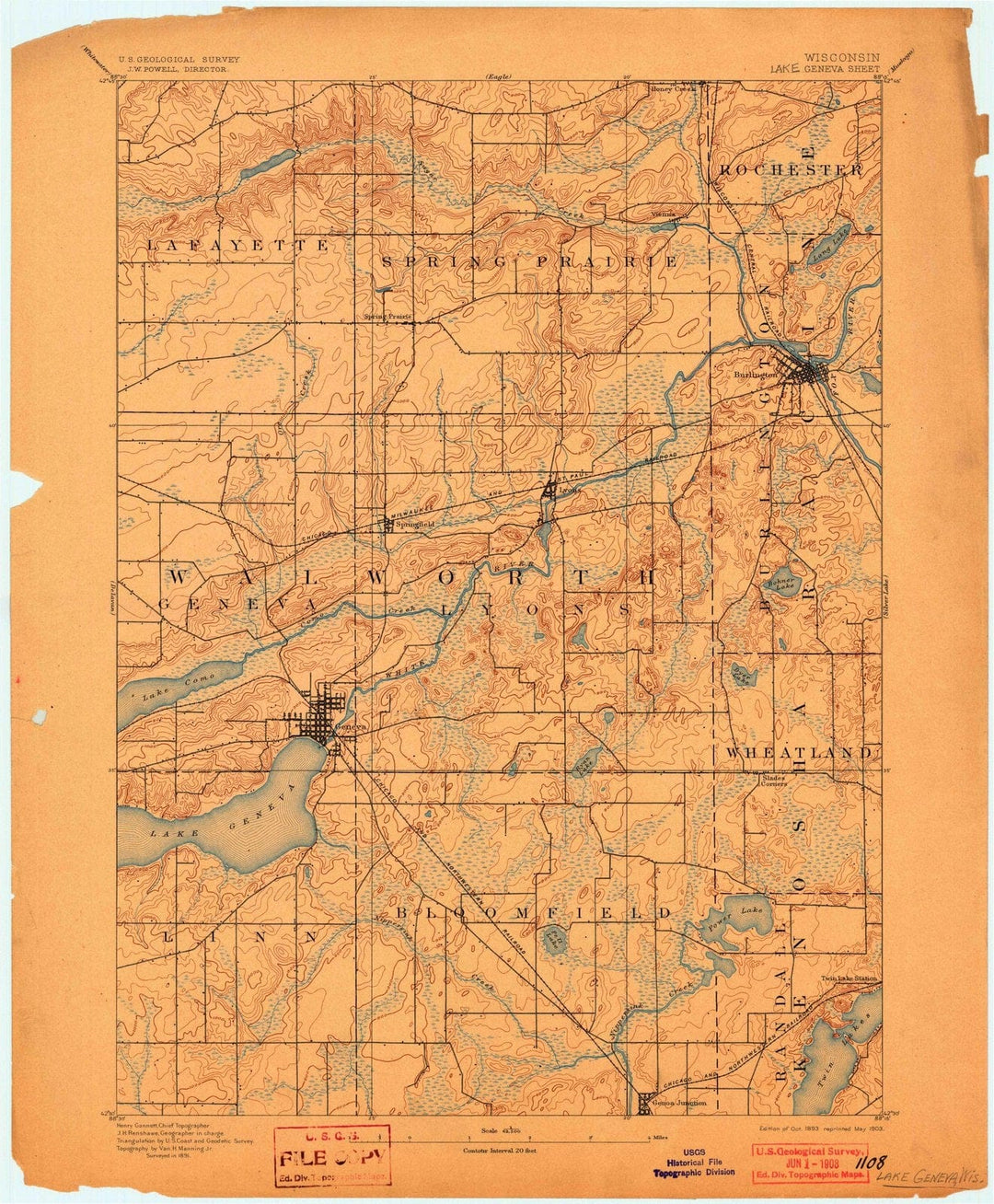 1893 Geneva, WI - Wisconsin - USGS Topographic Map