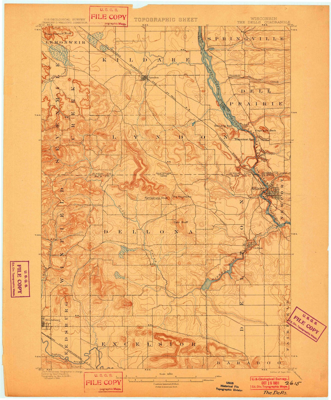 1901 Theells, WI - Wisconsin - USGS Topographic Map